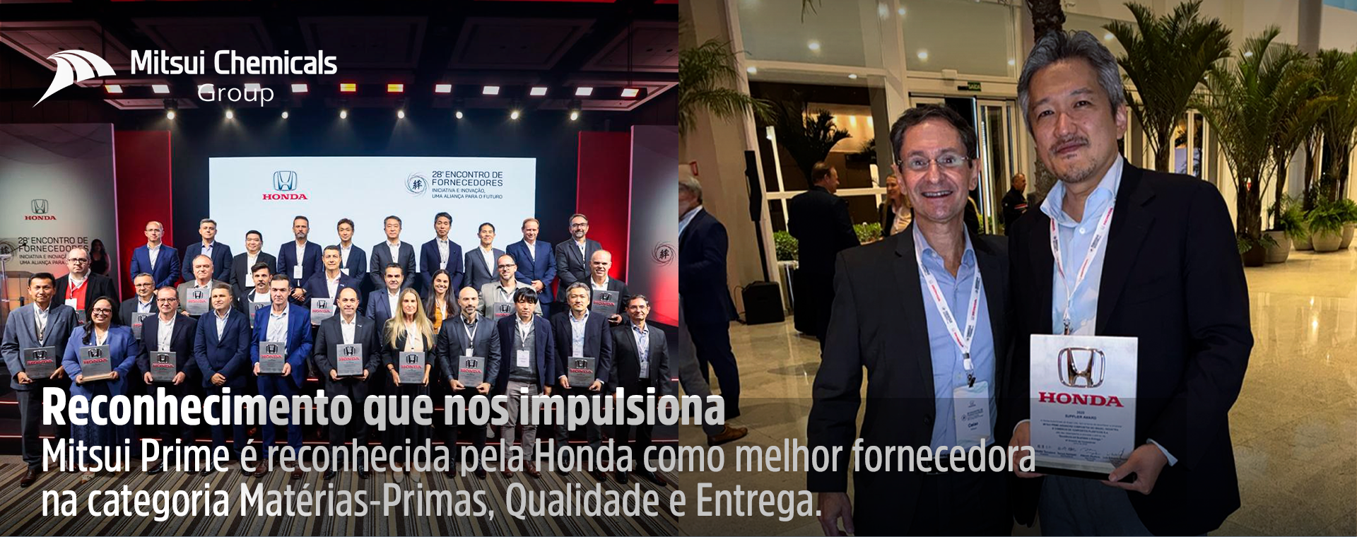 Mitsui Prime é reconhecida pela Honda como Melhor Fornecedor na categoria Matérias-Primas, Qualidade e Entrega